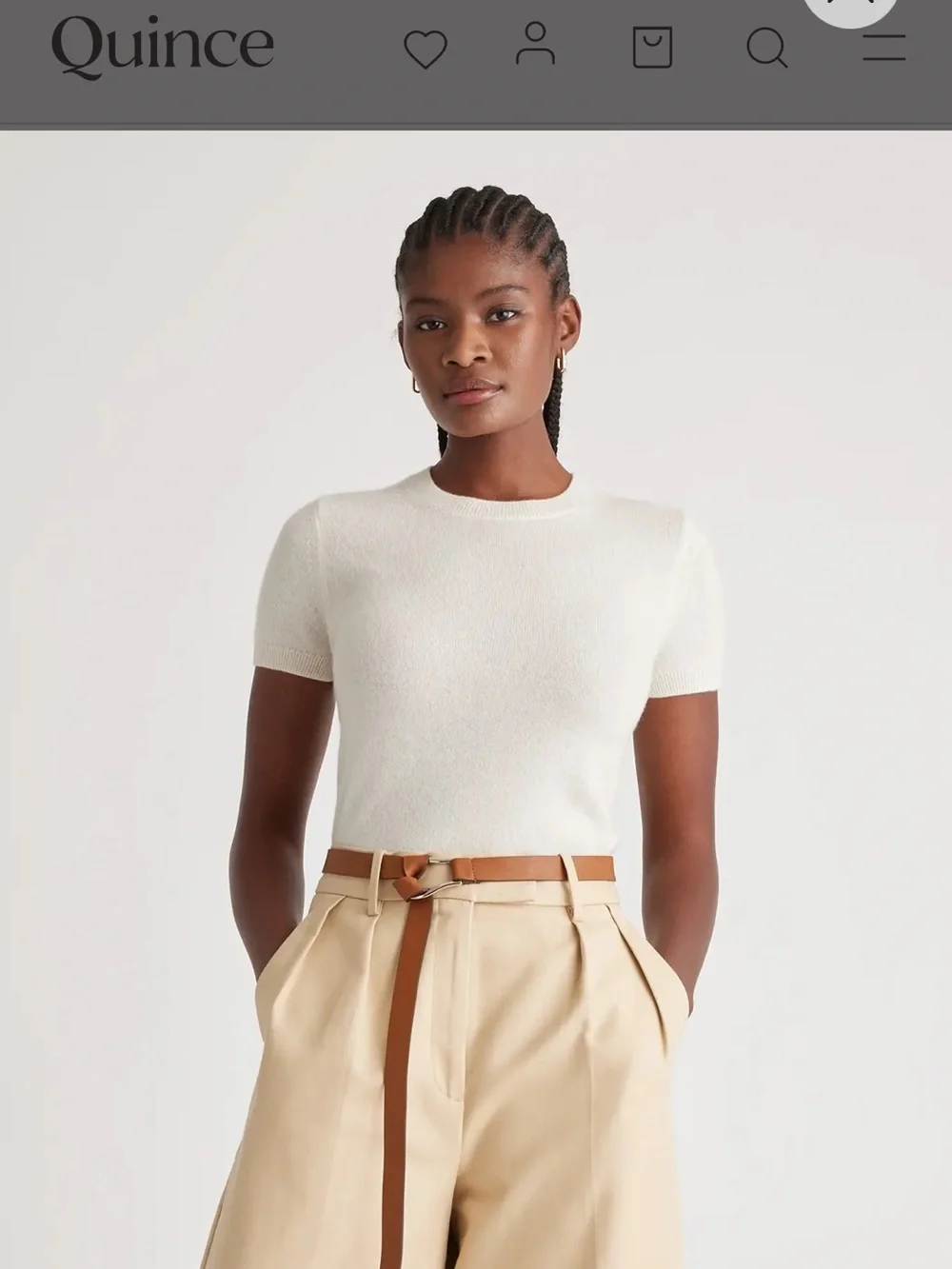 Quince Cashmere Crewneck Sweater in Ivory - Picture 2 of 3
